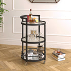 Hudson&Canal Hause 21"W Round Bar Cart - Blackened Bronze-Clean with a soft, dry cloth and no harsh chemicals or abrasive cleaning materials