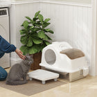 PawHut - boîte à litière pour chat en acier inoxydable extra large avec parois hautes-L'intérieur spacieux offre un mouvement confortable pour les chats 