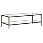 Hudson&Canal - Table basse rectangulaire Hera 54" de largeur avec étagère en verre - Bronze noirci-Un design contemporain moderne pour votre salon, votre bureau et plus encore