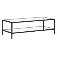 Hudson&Canal - Table basse rectangulaire Hera 54" de largeur avec étagère en verre - Bronze noirci-Un design contemporain moderne pour votre salon, votre bureau et plus encore