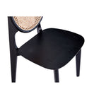 Manhattan Comfort Versailles 18.5" Industry Chic Round Back Dining Chair - Black and Natural Cane - Set of 4-20.28" L x 22" W x 34.65" H