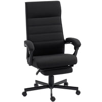 Vinsetto High Back Swivel Recliner Office Chair with Footrest and Padded Armrest - Black-Curved high back fits your body shape