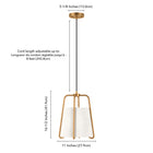 Hudson&Canal Marduk 11" Wide Pendant with Fabric Shade - Brass/White-Includes an adjustable 8 ft. cord