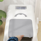 PawHut Stainless Steel Cat Litter Box with Removable Lid & Scoop - White-Colour: White, Silver 