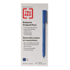 TRU RED Ballpoint Gripped Pen – 1.0 mm – Blue – 12 Pack-Lightweight round barrel for comfortable, controlled writing