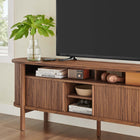 Modway Cadence 71" Curved TV Stand - Walnut-Cable Management Holes
