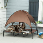 PawHut Elevated Cooling Pet Bed with Canopy for XL Dogs - Coffee-Features a lightweight, steel frame making it highly durable 