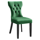 Modway Silhouette Performance Velvet Dining Chairs - Emerald - 2 Pack-Classic Button Tufting