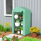 Outsunny - serre mini à 4 niveaux avec étagères de rangement, porte à enroulement zippée, cadre en acier et housse en PE- Étagère à 3 niveaux avec design à boucle fixe  
