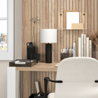 Hudson&Canal - Lampe de table York 40 cm de haut avec abat-jour en tissu - Bronze noirci/blanc-Conçu pour une ampoule à incandescence de 40 W - ampoule LED de 9 W, ampoule fluorescente (CFL) de 13 W ou ampoule LED à ballast automatique de 9 W, culot E26, ampoule de type G ou T, ampoule non incluse