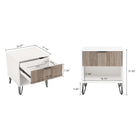 Manhattan Comfort - Dumbo table de chevet moderne 1 tiroir et commode 3 tiroirs - blanc et gris rustique - ensemble de 2-Pieds en métal doré élégants évasés ajoutant un design mode sans couture et de la durabilité Hauteur des pieds : 18,6 cm
