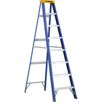 Featherlite 6300 Series 8' Industrial Duty Fiberglass Stepladder-Nominal Height: 8'