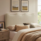 Modway Athena Striped Fabric Upholstered Full Size Headboard - Oatmeal Stripe-Dense Foam Padding