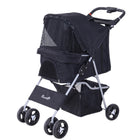 PawHut - Poussette pour chien à pliage en un clic, poussette pour animal avec porte-gobelet, 4 roues, transport de voyage avec freins, noir-La fonction de pliage à une touche facilite le rangement 
