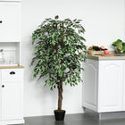 Outsunny 5.3' Potted Artificial Ficus Tree - Green-Stable nursery pots provide the stable bases 