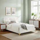 Modway Sofia Channel Tufted Performance Velvet Queen Platform Bed with  Gold Metal Legs - White-Bed Weight Capacity: 800 lbs