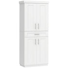 HOMCOM 72" H Modern Kitchen Pantry Cabinet with Shelves - White-Simple appearance suitable to match most decorations 