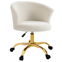 Vinsetto - Chaise de bureau sans accoudoirs en peluche avec hauteur réglable - doré-Dossier incurvé et rembourrage en mousse épaisse pour soutien et confort