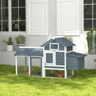 PawHut - Poulailler en bois 60 po pour petits animaux avec plateau amovible - blanc-Construction de qualité en bois de sapin avec une maison surélevée, un pondoir, une aire de promenade, une rampe et des portes 