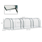 Outsunny - Serre tunnel mini en plastique 11,5 pi L x 3 pi l x 2,6 pi H avec structure en acier et portes zippées- Portes enroulables avec fermeture éclair pour un accès facile et une bonne ventilation  

