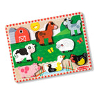 Melissa & Doug - Puzzle à grosses pièces en bois, ferme - 8 pièces-Les images colourées sous les pièces offrent des indices visuels pour la mise en correspondance