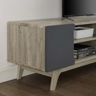 Modway Tread 70" Media Console TV Stand - Natural Grey-Grey Hinged Side Doors