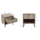 Manhattan Comfort DUMBO 20.07" Modern 1-Drawer Nightstand - Rustic Grey-Horizontal Glam Drawer Handles Made of Metal with a Gold Finish