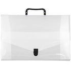 JAM Paper Plastic Portfolio Briefcase with Handles Small - 10 x 15 x 2 - Clear Grid-Clear Grid Plastic Portfolio Briefcase with Handles