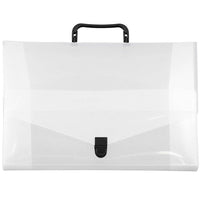 JAM Paper Plastic Portfolio Briefcase with Handles Small - 10 x 15 x 2 - Clear Grid-Clear Grid Plastic Portfolio Briefcase with Handles
