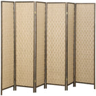 HOMCOM 6 Panel Handwoven Freestanding Room Divider for Bedroom - Brown-Provides privacy while allowing light and air to flow through with its unique weave.
