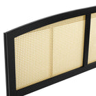 Modway Halcyon Cane King Headboard - Black-Rubberwood and Rattan Construction