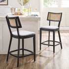 Modway Caledonia Wood Counter Stools - Black White - Set of 2-Plywood Seat