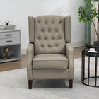 HOMCOM - Fauteuil d’appoint en cuir synthétique avec pieds en bois - rembourrage épais pour salon - kaki-Assemblage requis  