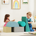 Qaba - Jouets d’escalade pour tout-petits - blocs d’escalade en mousse souple - bleu/vert-Housse en velours doux et sans bords tranchants, douce pour la peau délicate 