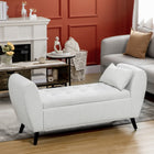 HOMCOM Upholstered Storage Bench with Armrests - Cream White-Flip-up seat with hidden storage space for organizing books or blankets