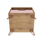 Manhattan Comfort Rockefeller 20.08" Mid-Century Modern 1-Drawer Nightstand 2-Piece Set - Nature/Rose Pink-30 Day Limited Manufacturer's Warranty