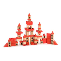 Miniland - MLE94050 Château en bois à empiler-Favorise les compétences sociales et motrices des enfants et renforce les concepts de base tels que la forme, le volume ou la taille ainsi que d'autres concepts plus complexes tels que l'équilibre et la symétrie.