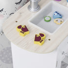 Qaba Kids Kitchen Playset with Microwave Fridge - White-Made from smooth-edged, child-friendly materials for safe play 