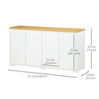 HOMCOM 55.1" L Sideboard Buffet Cabinet - White-8 steel hinges allow easy opening and close
