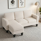 HOMCOM L-Shaped Sectional Couch with Changeable Chaise - Cream White-Upholstered in soft corduroy fabric, offering a cozy and retro esthetic 