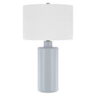 Hudson&Canal - Lampe de table Selina en céramique de 63 cm de haut avec abat-jour en tissu - Bleu fumé/blanc-Design contemporain moderne pour votre salon, espace de travail ou table de chevet