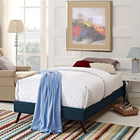 Modway Loryn Fabric Twin Bed Frame with Round Splayed Legs - Azure-Upholstered in Polyester