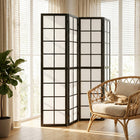 HOMCOM 4 Panel Freestanding Room Divider for Bedroom - Black-Four panels allow for smooth, unidirectional folding as needed 
