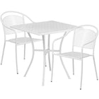 28'' Square White Indoor-Outdoor Steel Patio Table Set with 2 Round Back Chairs [CO-28SQ-03CHR2-WH-GG]-Set Includes Table and 2 Chairs