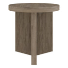 Hudson&Canal Holm 22"W Round Side Table - Antiqued Grey Oak-Table is made of high-quality and durable MDF materials