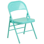 Flash Furniture HERCULES ColourBURST Series Tantalizing Teal Triple Braced & Double-Hinged Metal Folding Chair-Triple Braced Frame