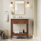 Modway Zaire 30" Bathroom Vanity - Walnut/White-Metal Handle Pulls