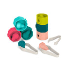Miniland Feel to Learn: Sorting Tree Trunks - Set of 15-The goal of the game is to insert the little fruits into the trunks of the corresponding color and then stack them all into a single tower with the help of the tongs