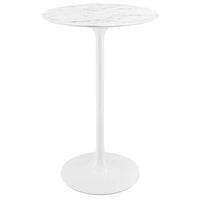 Modway Lippa 28" Round Faux Marble Bar Table - White-Modern Bar Table