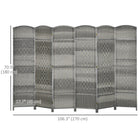 HOMCOM 6 Panel Hand-Woven Freestanding Room Divider for Home Office Bedroom - Mixed Grey-Suitable for creating private sections or acting as decorative backgrounds in any room 
